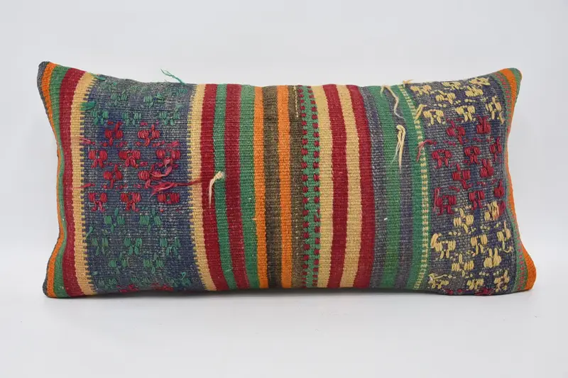 Home Decor Pillow, Handmade Kilim Cushion, Wholesale Cushion Cover, 12x24 Blue Pillow Sham, Boho Pillow, Meditation Pillow, Cushion - 1
