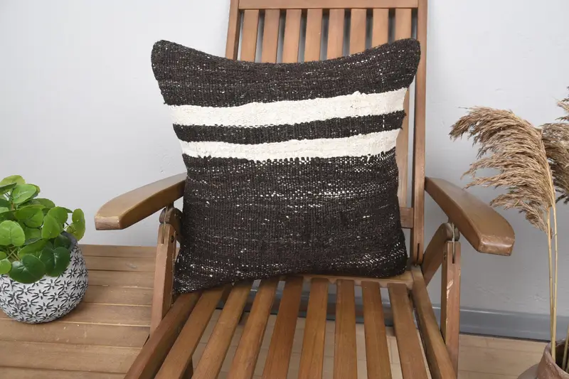 Outdoor Throw Cushion, Boho Pillow, Sustainable Cushion, Pillow for Couch, Vintage Kilim Throw Pillow, 20x20 Brown Pillow Cover, Pillow Case - 1