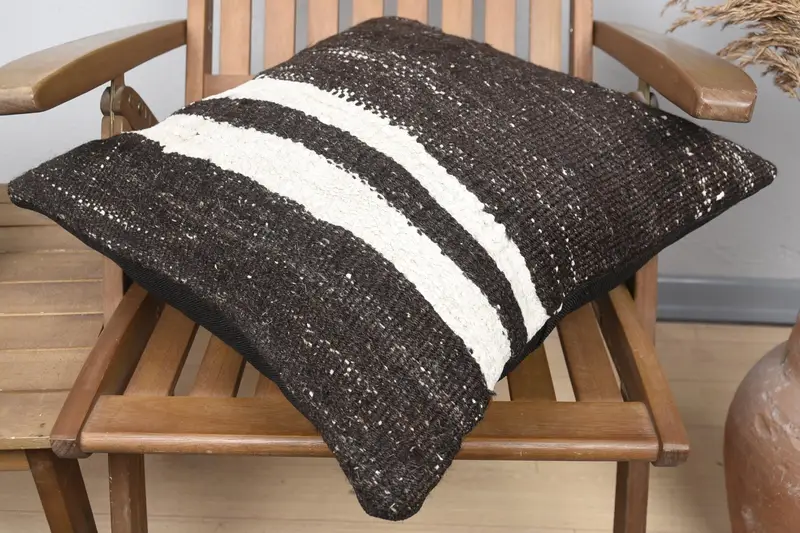 Outdoor Throw Cushion, Boho Pillow, Sustainable Cushion, Pillow for Couch, Vintage Kilim Throw Pillow, 20x20 Brown Pillow Cover, Pillow Case - 4