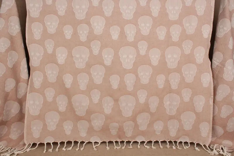 Personalized Skull Patterned Brown Beach Towel, 36x67 Inches