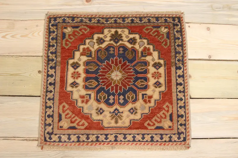 Handmade Blue & Red Patchwork Rug, 12x192 in