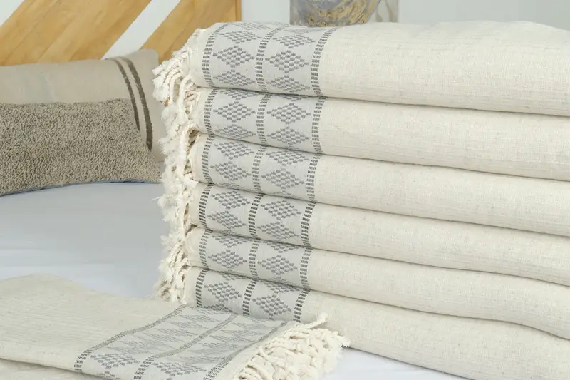 Personalized Gifts, Turkish Blanket, Shower Curtain, Turkish Cotton Blanket, Best Friend Gift, Throw Blanket Couch, 100x88 Linen Kilim Design Towel - 3
