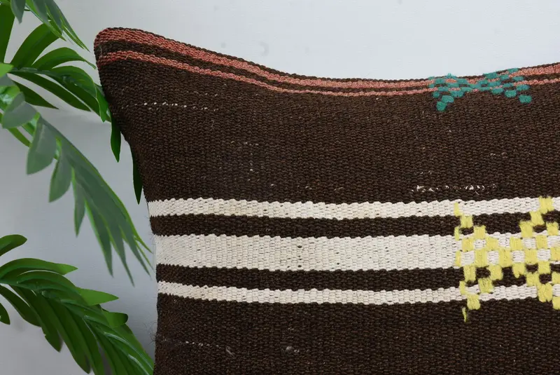 Pillow for Couch, Throw Kilim Pillow, Gift Pillow, Pillow Sham, Nautical Throw Cushion, Sofa Bolster Pillow Sham, 20x20 Brown Cushion, Chair Cushion - 2