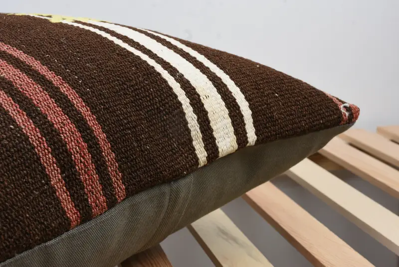 Pillow for Couch, Throw Kilim Pillow, Gift Pillow, Pillow Sham, Nautical Throw Cushion, Sofa Bolster Pillow Sham, 20x20 Brown Cushion, Chair Cushion - 7