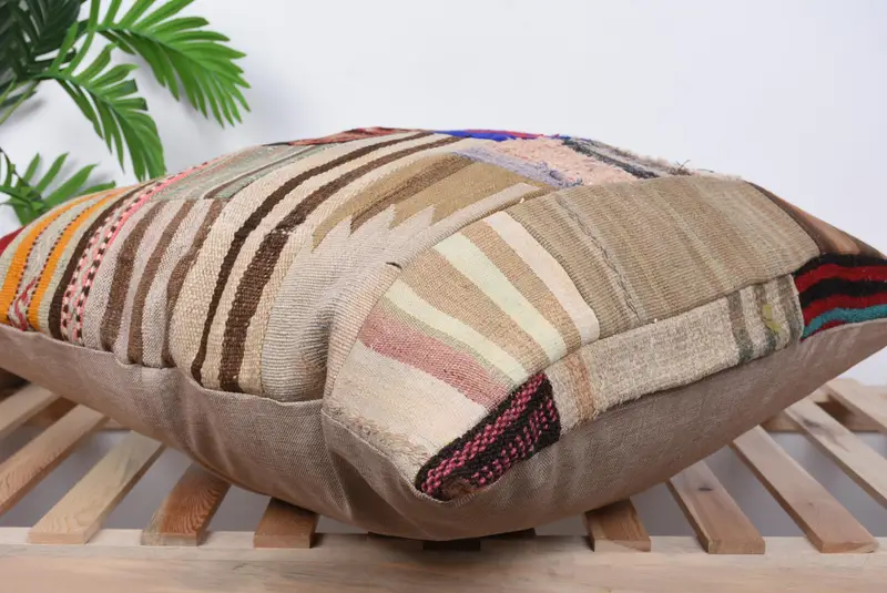 Authentic Pillow, Interior Designer Pillow, 28x28 Brown Pillow Cover, Cushion Cover, Ethnical Kilim Rug Pillow, Antique Pillows - 6