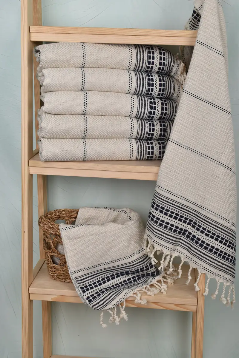 Monogrammed Hand Towel, 40x20 Linen Striped Towel, Bachelorette Party Gifts, Personalized Hand Towel, Beach Theme Wedding Gift, Wedding Favors - 3
