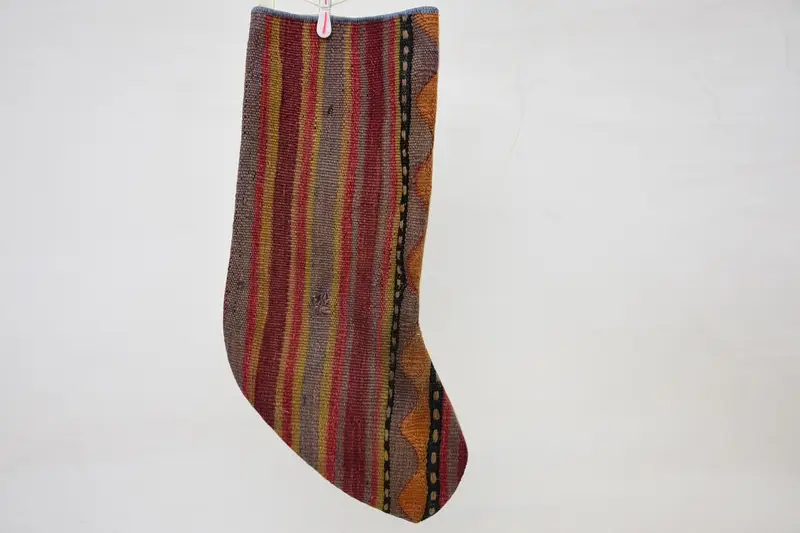 Kırmızı Noel Süsleri Çorabı, 14 İnç Geniş Tatil Çorabı