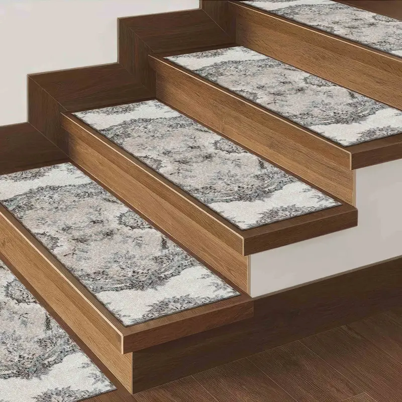 Beige Ethnic Medallion Stair Rug, Soft Tones Printed Rug