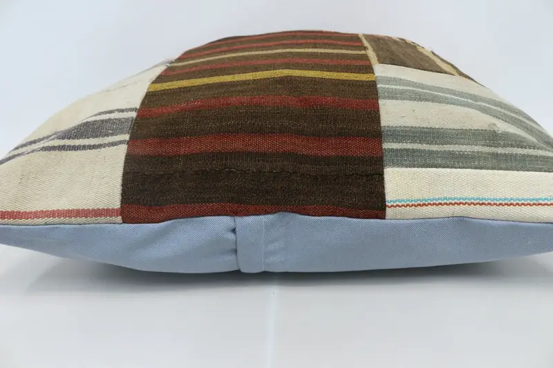 Ethnical Kilim Rug Pillow, 28x28 Brown Cushion Cover, Pastel Pillow Case, Vintage Kilim Pillow, Cushion, Vintage Pillow - 5
