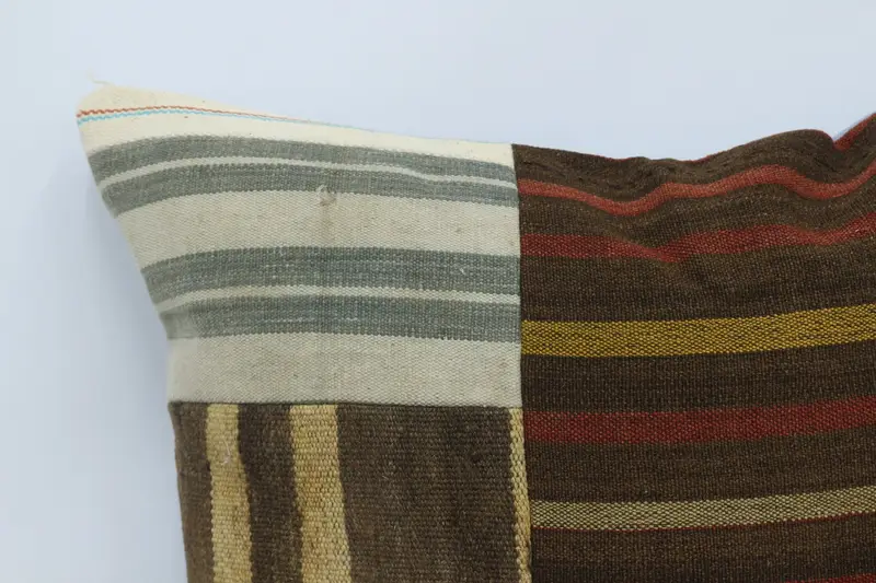 Ethnical Kilim Rug Pillow, 28x28 Brown Cushion Cover, Pastel Pillow Case, Vintage Kilim Pillow, Cushion, Vintage Pillow - 2