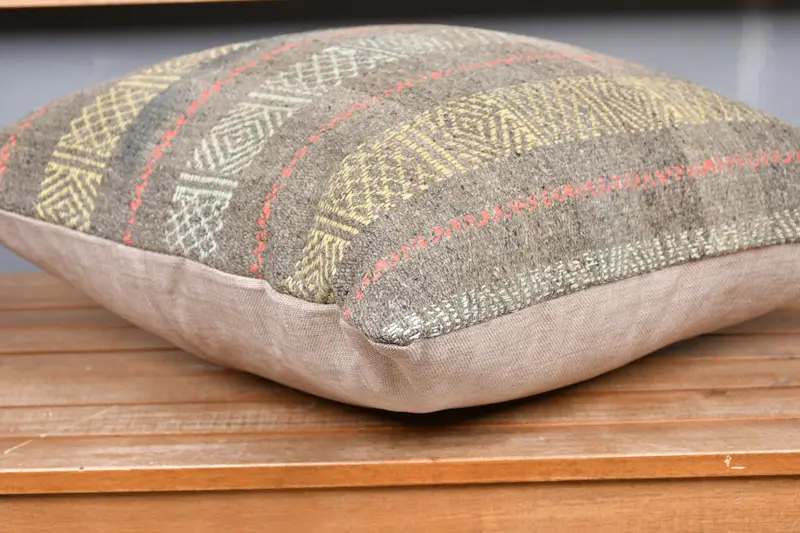 Pillow Sham, 20x20 Yellow Pillow Case, Interior Designer Pillow, Vintage Kilim Pillow, Ethnical Kilim Rug Pillow, Ethnic Pillow Case - 4