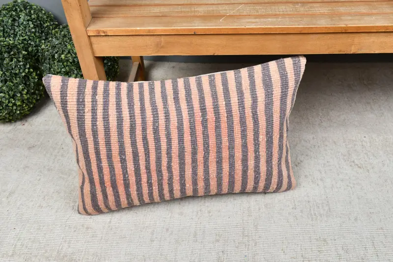 Shabby Chic Cushion Cover, Boho Pillow, 16x24 Pink Pillow Sham, Handmade Kilim Cushion, Pillow for Sofa, Boho Chic Cushion, Cushion Case - 7