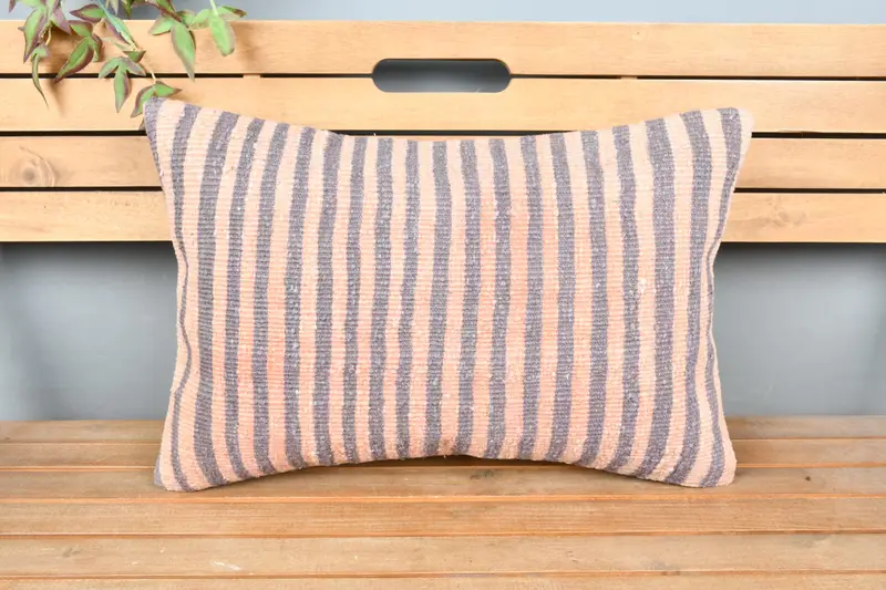 Shabby Chic Cushion Cover, Boho Pillow, 16x24 Pink Pillow Sham, Handmade Kilim Cushion, Pillow for Sofa, Boho Chic Cushion, Cushion Case - 6