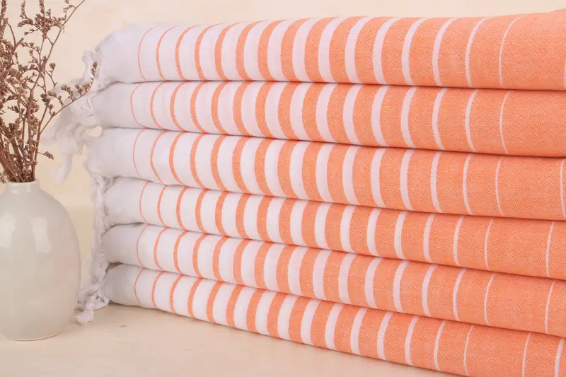 Turkish Towel Orange Striped Turkish Beach Towel 36x67 Inches