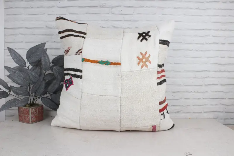 Home Decor Pillow, Vintage Kilim Pillow, 32x32 White Pillow Case, Pillow Sham, Gift Pillow, Bohemian Cushion Cushion Case, Boho Chic Cushion Case - 1