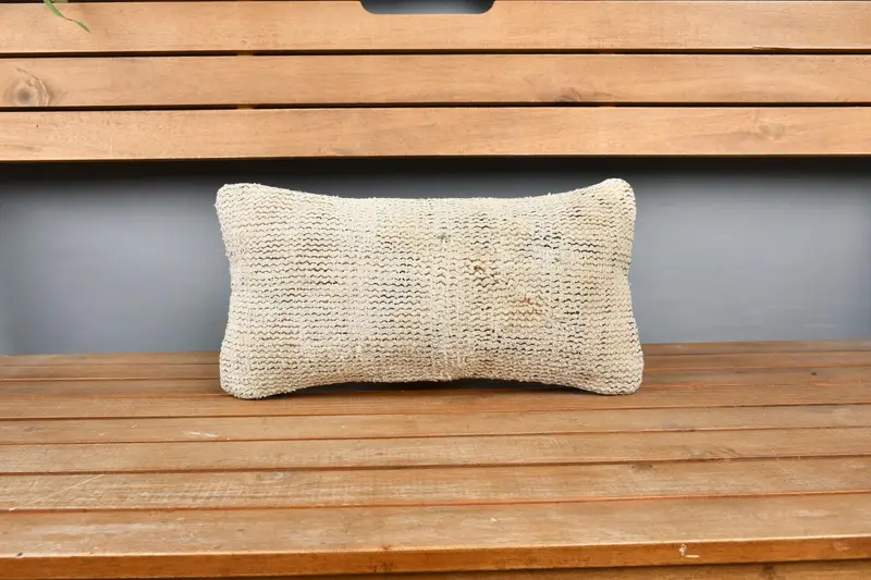 Vintage Pillow, Turkish Kilim Pillow, Gift Pillow, Cushion Case, Art Deco Cushion, 8x16 Beige Cushion, Accent Pillow Cover, Authentic Cushion Case - 6