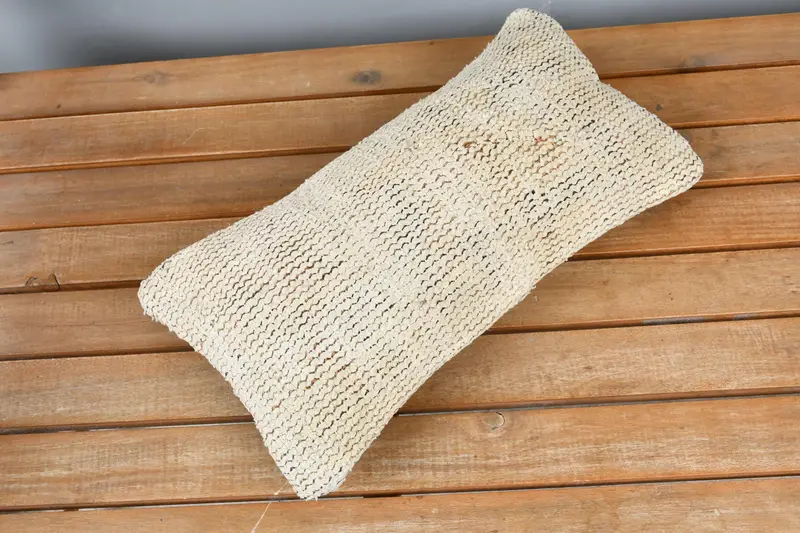 Vintage Pillow, Turkish Kilim Pillow, Gift Pillow, Cushion Case, Art Deco Cushion, 8x16 Beige Cushion, Accent Pillow Cover, Authentic Cushion Case - 2