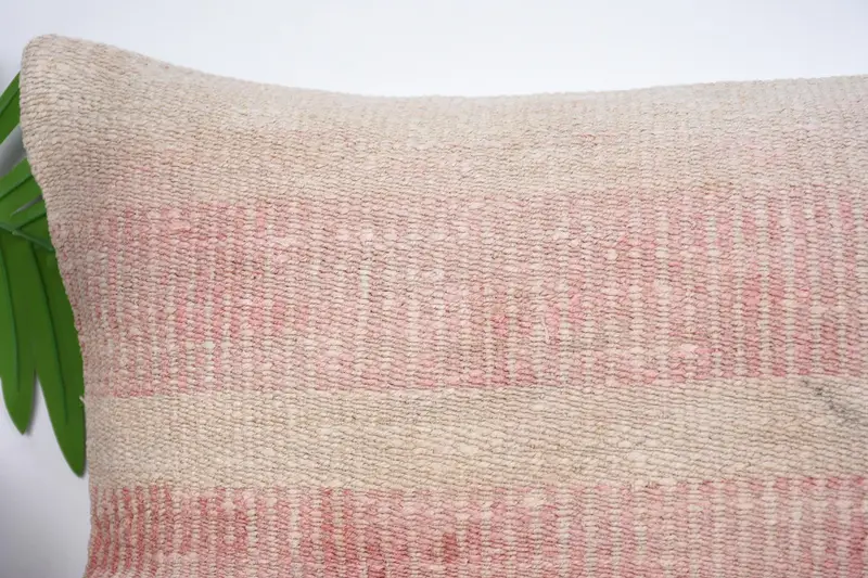 Pillow Case, Boho Pillow Sham Cover, 12x20 Beige Cushion, Kilim Pillow, Outdoor Bolster Cushion, Turkish Kilim Pillow - 2