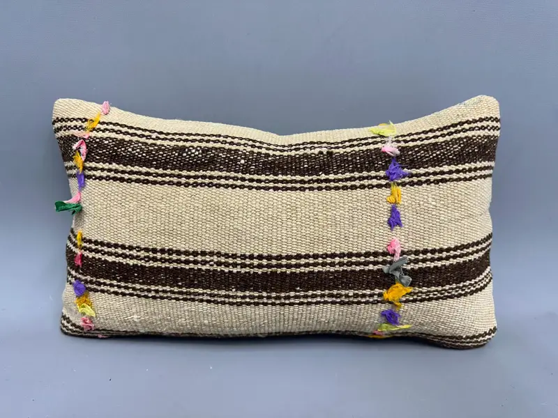 12x20 Beige Cushion, Boho Pillow Sham Cover, Handmade Throw Pillow Case, Boho Pillow, Vintage Throw Cushion Case, Pillow Case, Vintage Kilim Pillow - 4