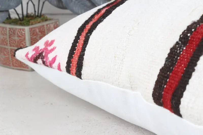 Cushion Case, Vintage Pillow, Chair Cushion Case, Decorative Pillow Sham, Turkish Pillow, 22x22 White Cushion Cover, Home Decor Pillow - 8
