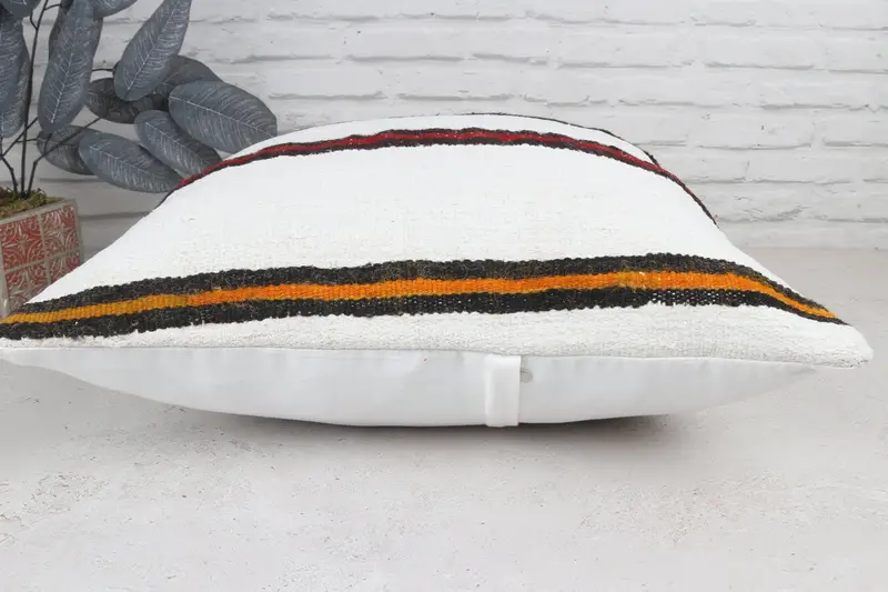 Cushion Case, Vintage Pillow, Chair Cushion Case, Decorative Pillow Sham, Turkish Pillow, 22x22 White Cushion Cover, Home Decor Pillow - 6