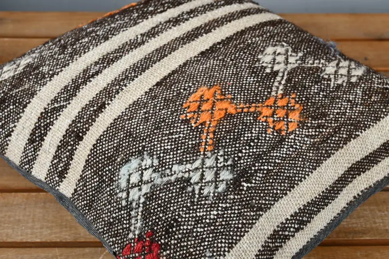 Handmade Kilim Cushion, Christmas Pillow Case, Antique Pillows, Accent Cushion Cover, Boho Pillow, Cushion, 14x14 Brown Cushion Case - 3