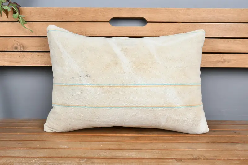 Pillow for Sofa, Boho Pillow Sham Cover, Ethnic Pillow, Outdoor Pillow Sham, 16x24 Beige Pillow, Wool Kilim Pillow Pillow, Turkish Pillow, Cushion - 6