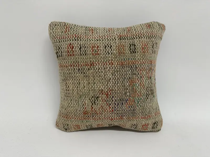 Oriental Cushion Cover, Interior Designer Pillow, 12x12 Beige Cushion Case, Kilim Pillow Cover, Kilim Pillow, Pillow Cover, Luxury Cushion - 1