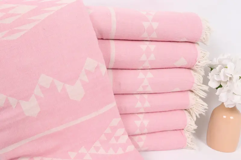 70x60 Cotton Geometric Towel, Bridal Shower Gift, Bachelorette Party Favors, Boyfriend Gift, Throw Blanket, Beach Bachelorette Party Decorations - 1