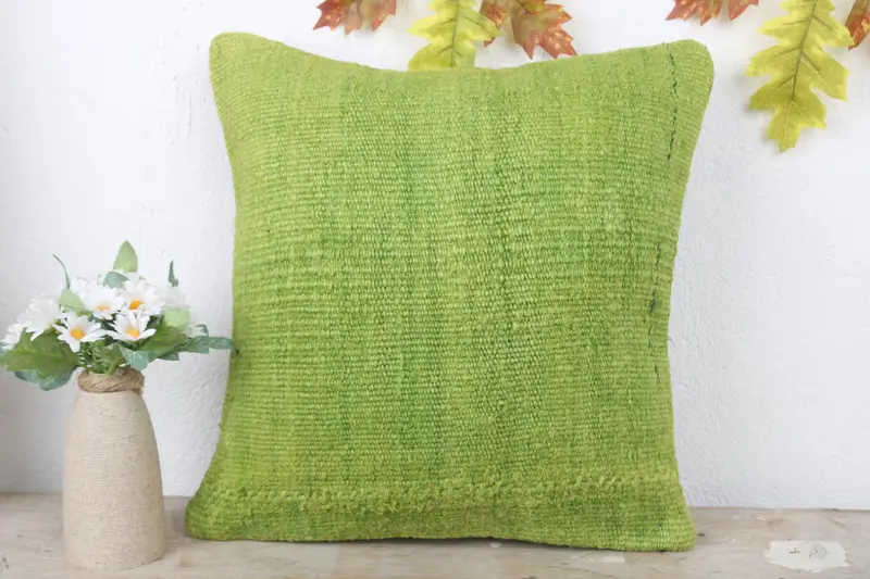 16x16 Green Cushion, Hippie Throw Pillow, Home Decor Pillow, Gift Pillow, Pillow Sham, Interior Designer Pillow, Bolster Pillow Cover - 2
