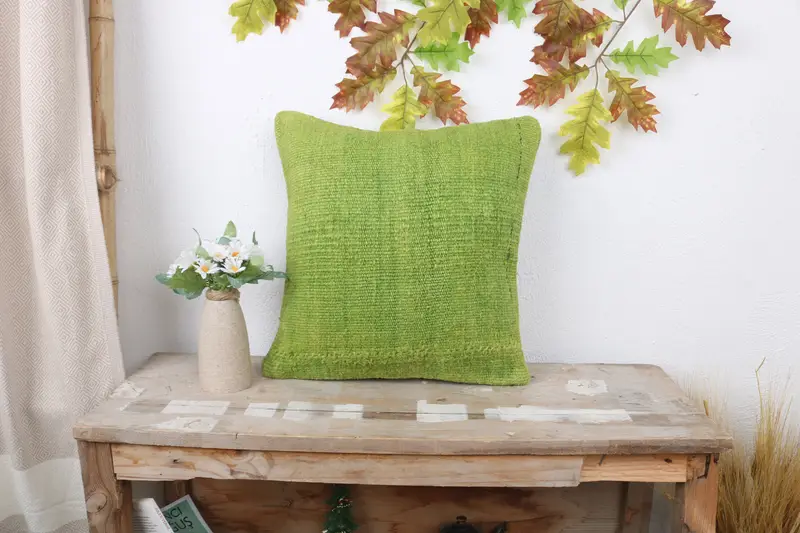 16x16 Green Cushion, Hippie Throw Pillow, Home Decor Pillow, Gift Pillow, Pillow Sham, Interior Designer Pillow, Bolster Pillow Cover - 1