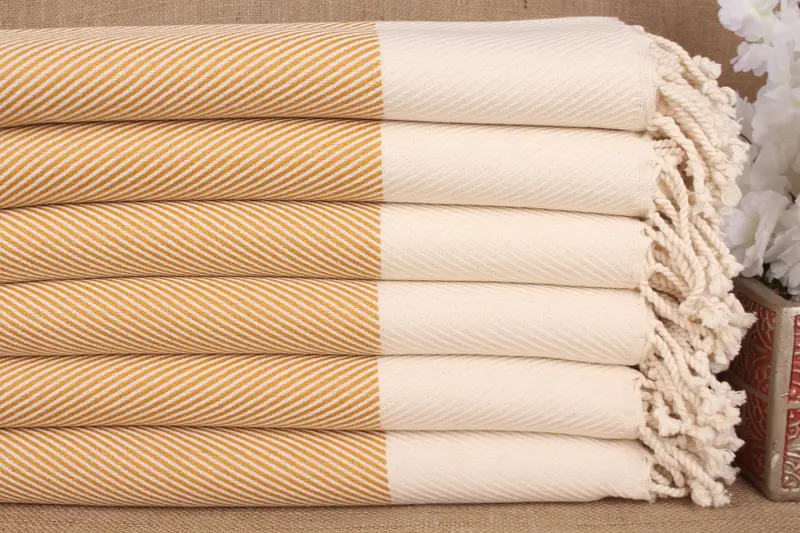 Personalized Beach Towel Mustard Cotton 40x71 Inches