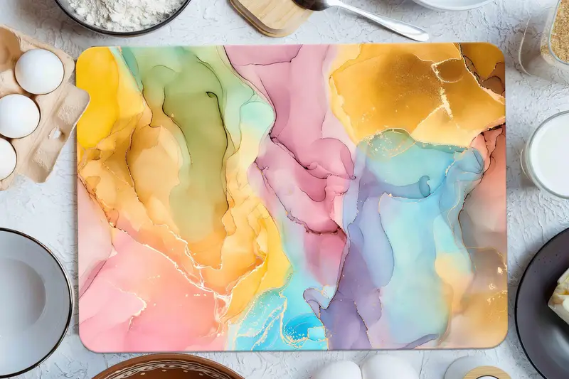 抽象的な大理石ガラスのまな板、強化安全、モダンなキッチン