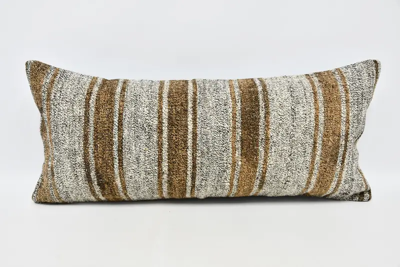 Boho Pillow, 16x36 White Pillow Case, Sofa Bolster Cushion Cover, Turkish Pillow, Authentic Pillow Sham, Kilim Cushion Sham, Cushion Cover - 1