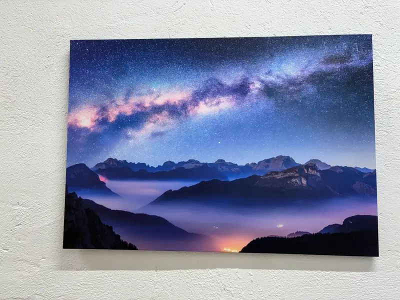 ステラキャンバスアート: 夜空、天の川、山の風景