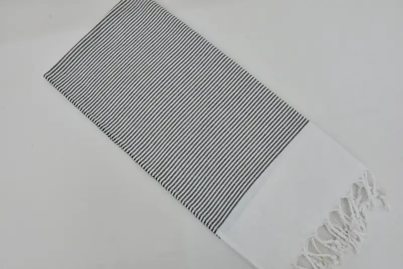 Dekoratif havlu, nakış havlu, monogramlı el havlu, yaz havlu, 40x18 pamuklu çizgili havlu, banyo havlu, Türk havlu el havlu - 6