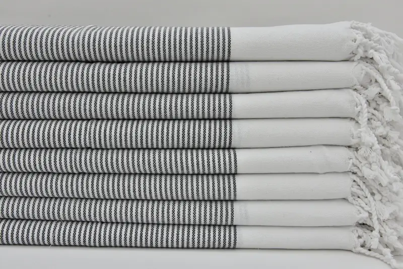 Dekoratif havlu, nakış havlu, monogramlı el havlu, yaz havlu, 40x18 pamuklu çizgili havlu, banyo havlu, Türk havlu el havlu - 2