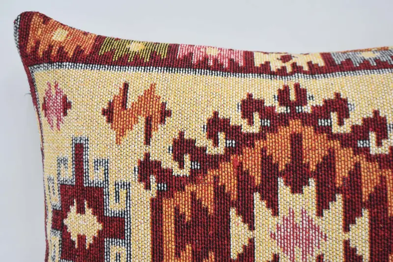 Cushion, Decorative Bolster Pillow, 20x28 Red Cushion Cover, Turkish Kilim Pillow, Colorful Cushion Case, Pillow for Sofa, Vintage Pillow - 2