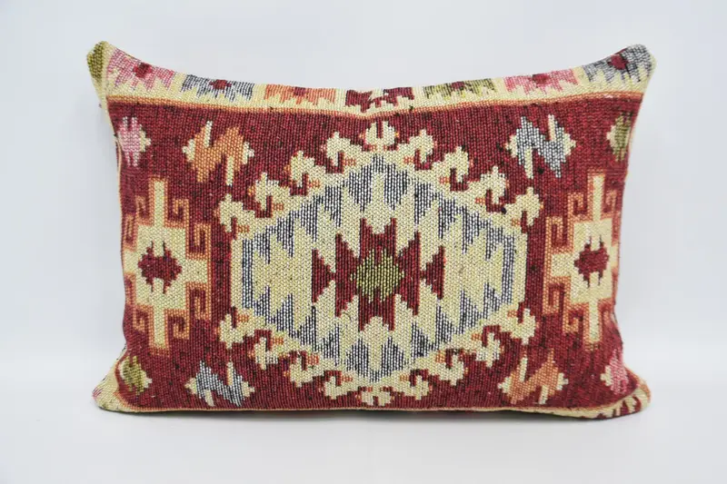 Cushion, Decorative Bolster Pillow, 20x28 Red Cushion Cover, Turkish Kilim Pillow, Colorful Cushion Case, Pillow for Sofa, Vintage Pillow - 5