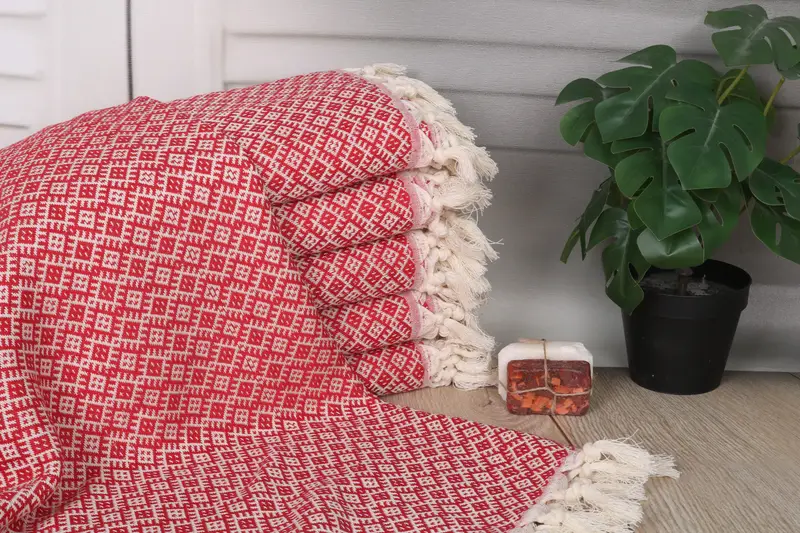 Personalized Red Cotton Towel Diamond, 40x71 Inches