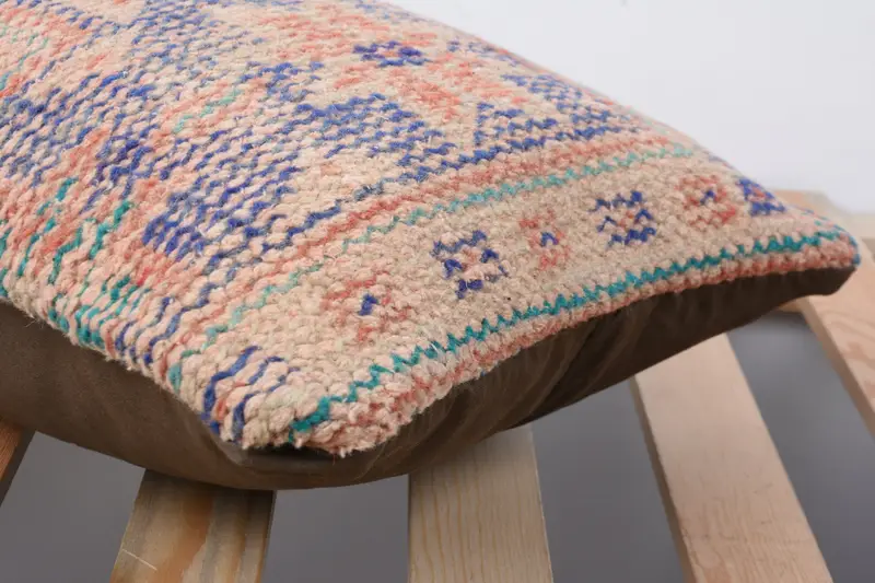 Sustainable Pillow Sham, 12x20 Blue Pillow Cover, Turkish Kilim Pillow, Pillow Sham, Pillow for Couch, Kilim Pillow Cover - 7