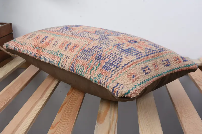 Sustainable Pillow Sham, 12x20 Blue Pillow Cover, Turkish Kilim Pillow, Pillow Sham, Pillow for Couch, Kilim Pillow Cover - 6