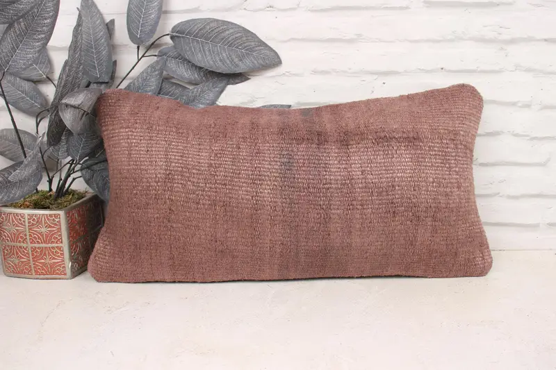 12x24 Brown Cushion, Boho Pillow Sham Cover, Pillow Case, Pillow for Couch, Neutral Pillow Sham, Yoga Pillow Case, Antique Pillows - 1