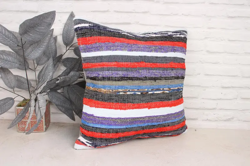 Cozy Throw Pillow Sham, Pillow, 20x20 Purple Cushion Cover, Kilim Pillow Cover, Neutral Pillow Sham, Antique Pillows, Turkish Pillow - 3