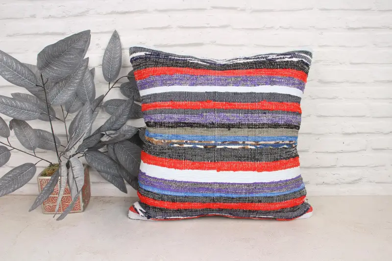 Cozy Throw Pillow Sham, Pillow, 20x20 Purple Cushion Cover, Kilim Pillow Cover, Neutral Pillow Sham, Antique Pillows, Turkish Pillow - 1