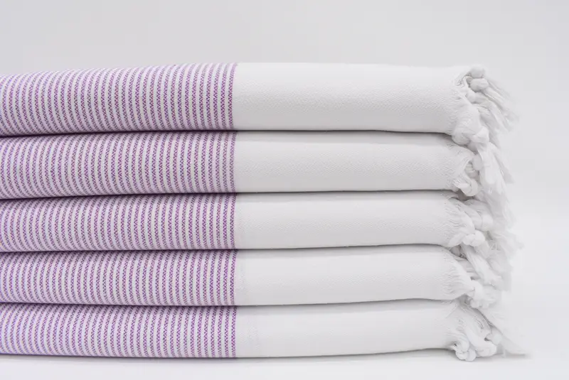 Personalized Embroidered Purple Striped Organic Cotton Beach Towel, 70x40 Inches