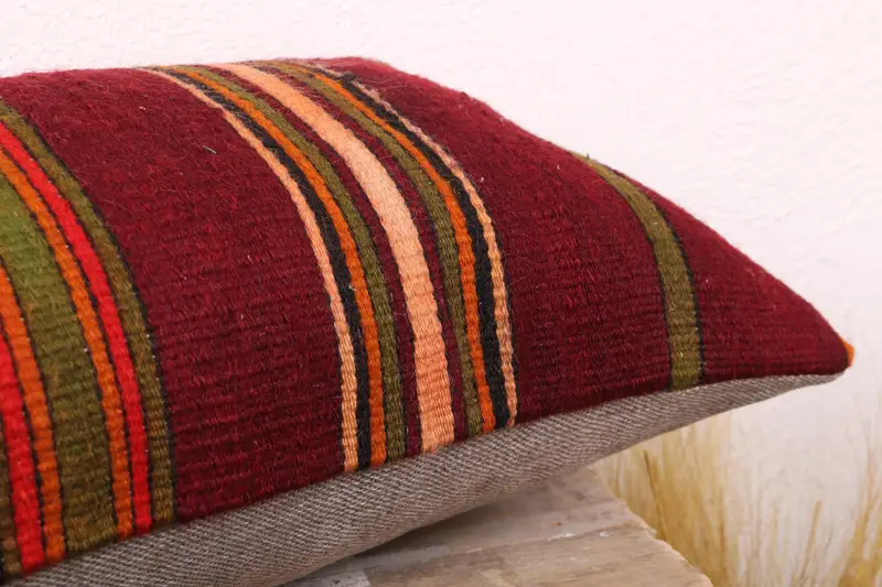 12x24 Red Cushion Case, Kilim Cushion Sham, Vintage Kilim Throw Pillow, Boho Chic Cushion Case, Cushion Cover, Turkish Kilim Pillow - 6