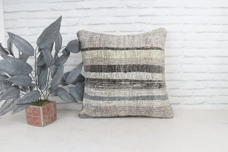 Boho Chic Yastığı Sham, Nötr Yastık Örtüsü, 22x22 Bej Yastık Kılıfı, Yastık Kılıfı, Vintage Yastık, Kilim Yastık Sham, Boho Yastık Sham Kapak - 1