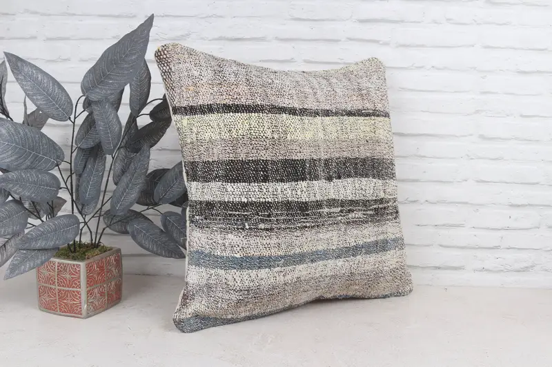 Boho Chic Yastığı Sham, Nötr Yastık Örtüsü, 22x22 Bej Yastık Kılıfı, Yastık Kılıfı, Vintage Yastık, Kilim Yastık Sham, Boho Yastık Sham Kapak - 4