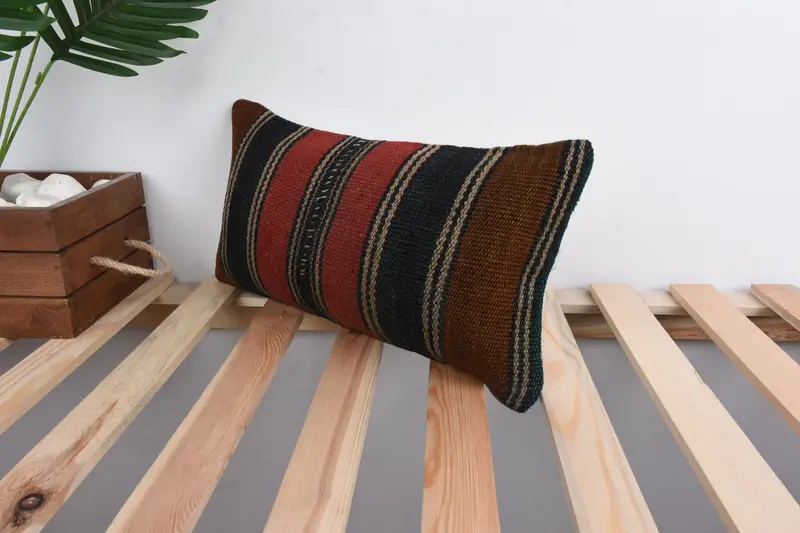 Designer Throw Pillow Case, Kilim Pillow Cover, Ethnic Throw Pillow, 8x16 Red Pillow, Turkish Pillow, Vintage Pillow, Pillow, Oriental Pillow Cover - 5
